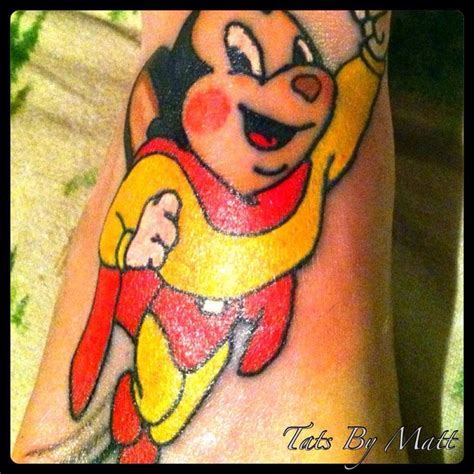 Mighty Mouse On My Fiances Foot Tattoo Work Mighty Mouse Character
