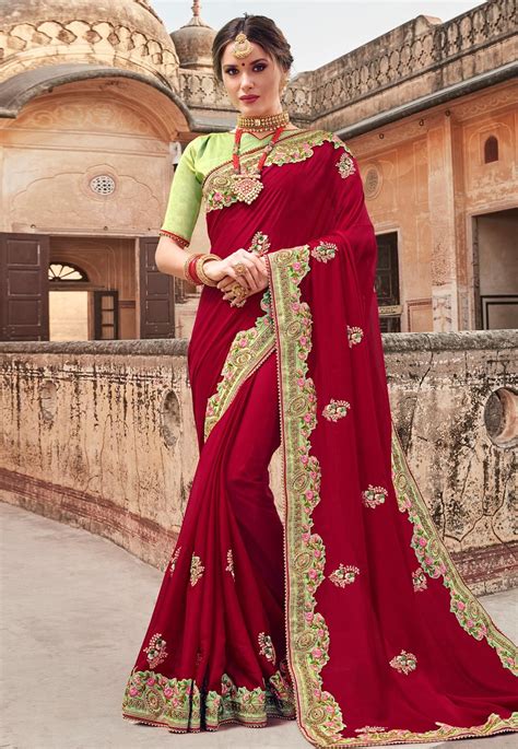 Magenta Georgette Saree With Blouse 155579 Saree Designs Party Wear Sarees Silk Sarees