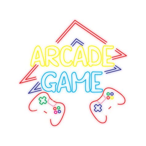 arcade game big collection video games logos vector conceptual neon signs modern trend design