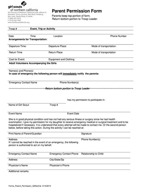 Girl Scout Persmission Slip Fill Out Sign Online Dochub Hot Sex Picture