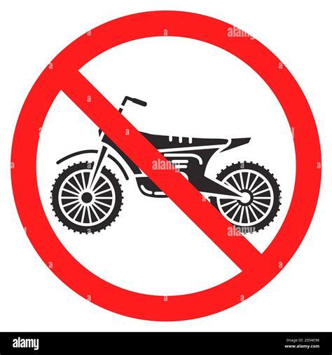 Motorcycle Ban Iconmotorbike Warning Signflat Vector Illustration