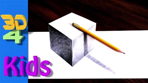 Easy 3d Draw Cube And Pencil Drawing For Kids And Beginners Youtube