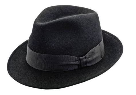 Black Trilby Hat Made With Rabbit Fur Felt Narrow Brim Fedora