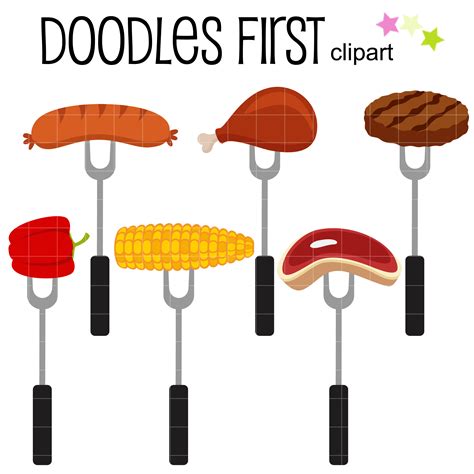 Bbq Food On Fork Clip Art Set Daily Art Hub Free Clip Art Everyday