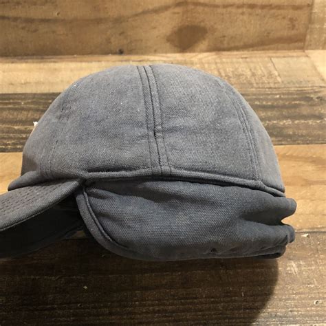Vintage Carhartt Ear Flap Hat Cap Gray Distressed Fits Large X Large