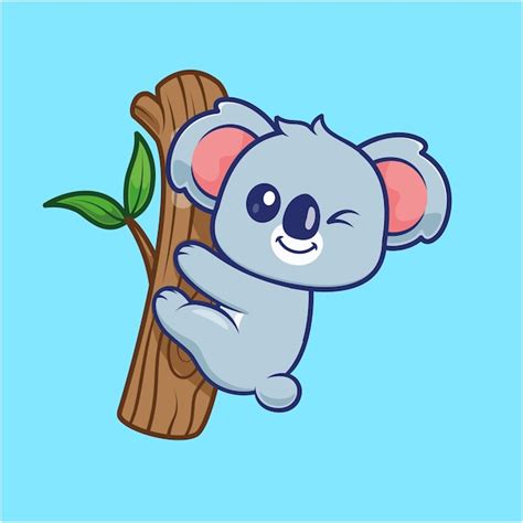 Free Vector Cute Koala Hanging On Tree Cartoon Vector Icon