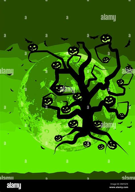 Halloween Tree With Pumpkins Eps 8 Stock Vector Image And Art Alamy