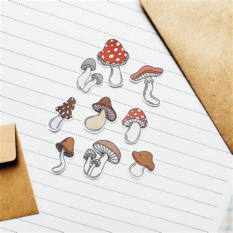 Mini Mushrooms Sticker Pack Autumn Forest Floor Mushroom Set Etsy