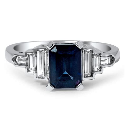 Custom Emerald Cut Sapphire And Diamond Baguette Ring Brilliant Earth