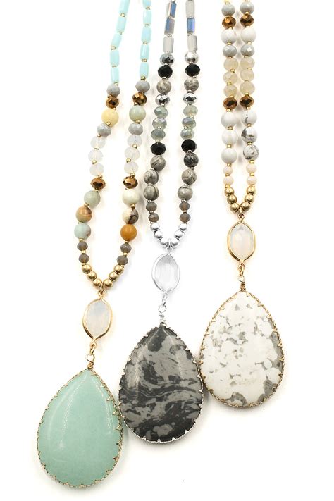 Mixed Bead Semi Precious Stone Necklace Necklaces
