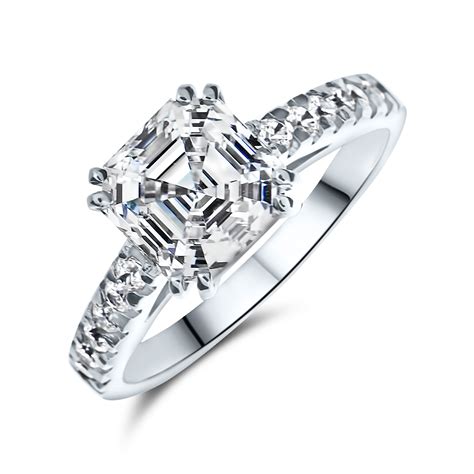 Asscher Solitaire Pave Ring 18 Karaats