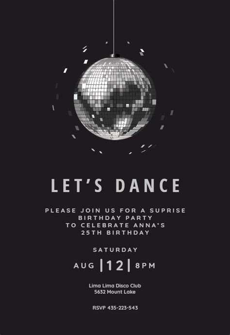 Disco Ball Party Invitation Template Free Artofit
