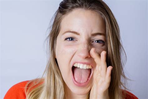 Young Woman Shouting And Screaming Stock Image Image Of Hand Female