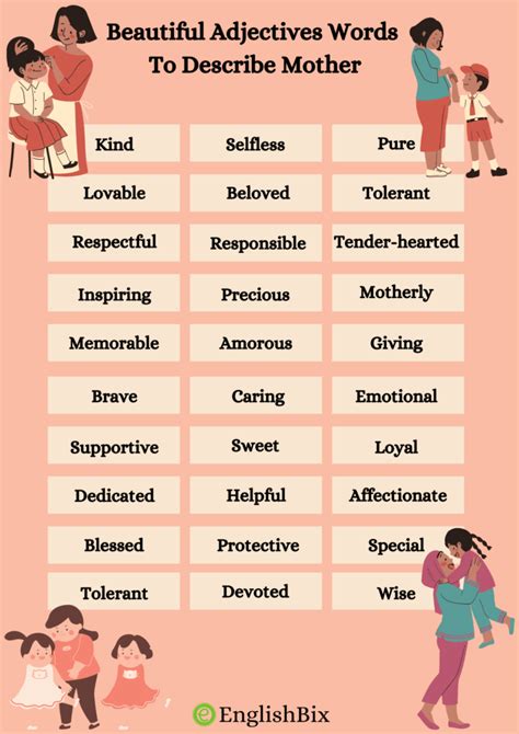 Beautiful Adjectives Words To Describe Mother And Motherhood Englishbix