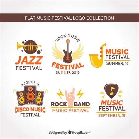 Music Festival Logo Collection With Flat Design Free Vector
