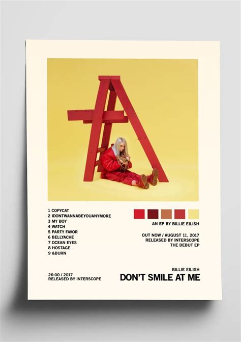 Billie Eilish Dont Smile At Me Album Tracklist Poster In 2022