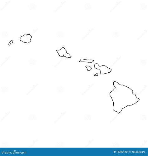 Hawaii Hi State Border Usa Map Outline Stock Vector Illustration Of