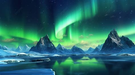 Stunning 3d Arctic Landscape With The Northern Lights A Scenic