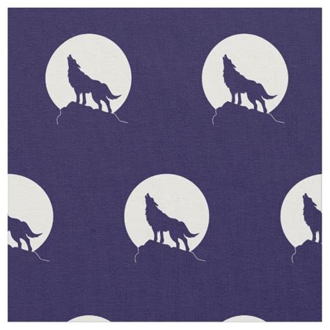 Silhouette Of A Wolf Howling At The Moon Fabric Zazzle