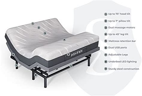 Sven And Son King Adjustable Bed Base Frame Head Tilt 12” Luxury Cool