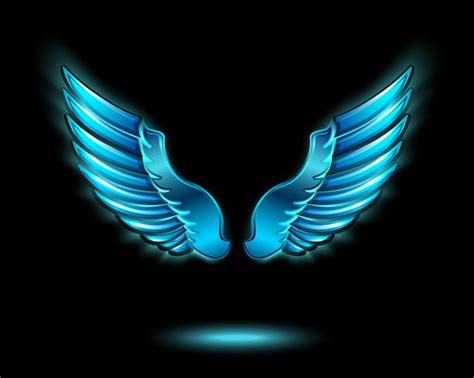 Blue Glowing Angel Wings 460178 Vector Art At Vecteezy