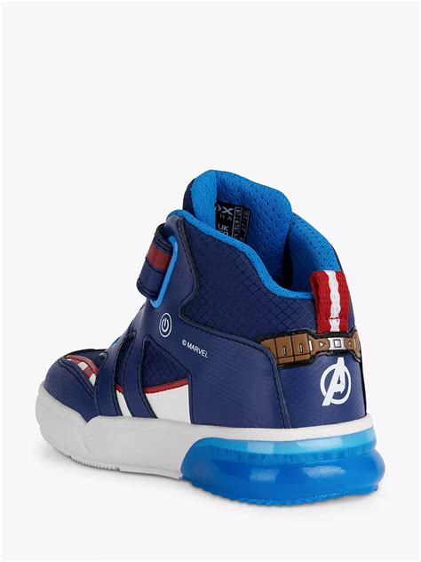 Geox Kids Grayjay Marvel Captain America High Top Light Up Trainers At