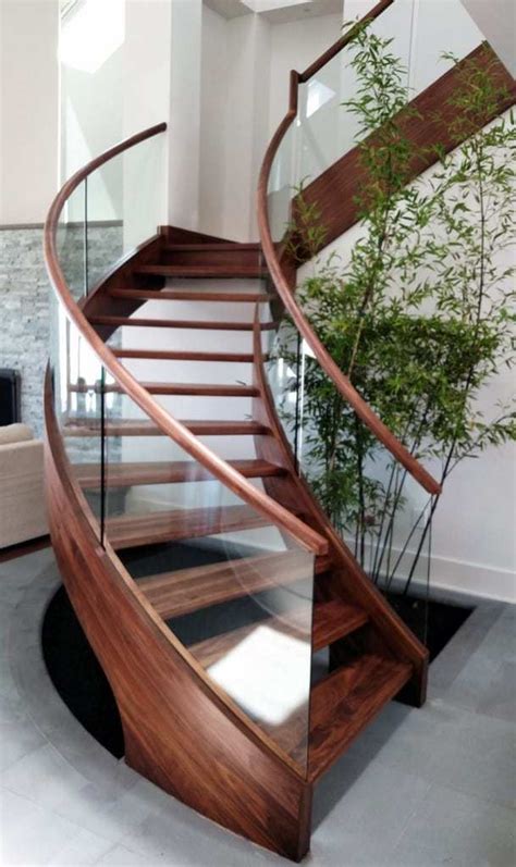 Indoor Customized Wood Curved Staircase High Quality Stairs Factory