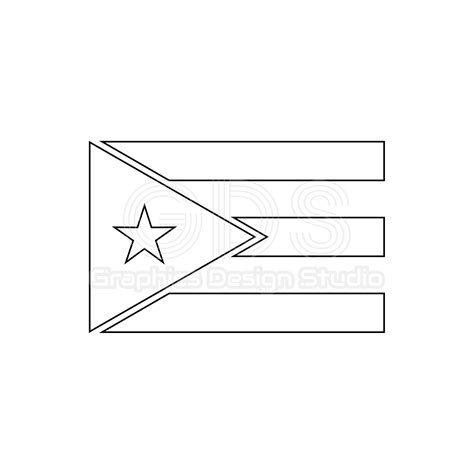Puerto Rico Bw Flag Outline Svg Puerto Rico Flag Svg Country Etsy