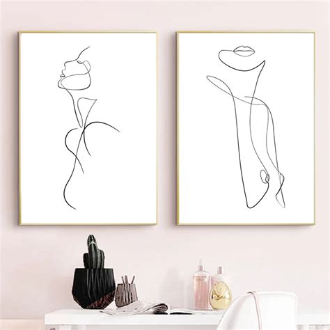 Minimalist Line Art Nude Line Print Abstract Body Art Erotic Line Drawing Naked Women Poster