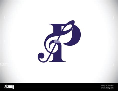 Initial P Monogram Alphabet With A Musical Note Symphony Or Melody