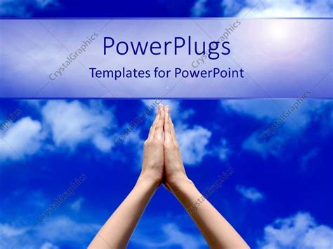 Powerpoint Template Prayer Concept With Praying Hands And Blue Sky