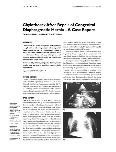Pdf Chylothorax In Gastric Adenocarcinoma A Case Report And Systematic