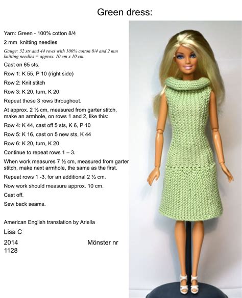 Free Knitting Patterns For Barbie Clothes Glamorous Doll Dress And Stole Printable