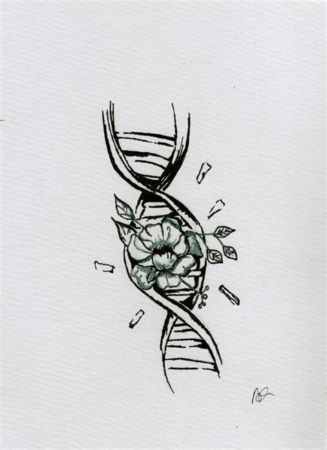 Dna And Rose Flower Tattoo Design Etsy Dna Tattoo Science Tattoos