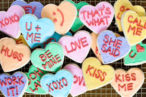 Conversation Heart Cookies With Sprinkles On Top