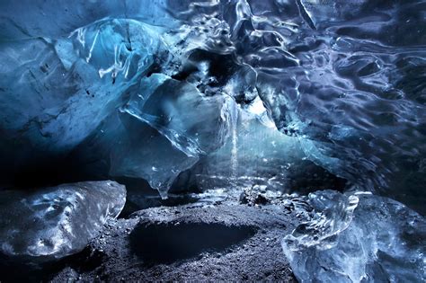 Black And Gray Metal Parts Water Ice Nature Cave Hd Wallpaper