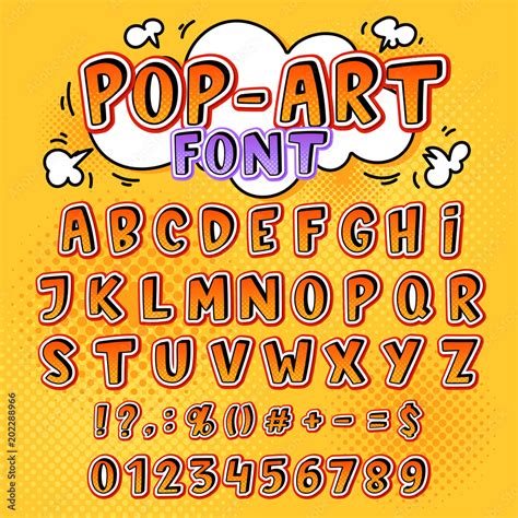 Vecteur Stock Comic Font Vector Cartoon Alphabet Letters In Pop Art