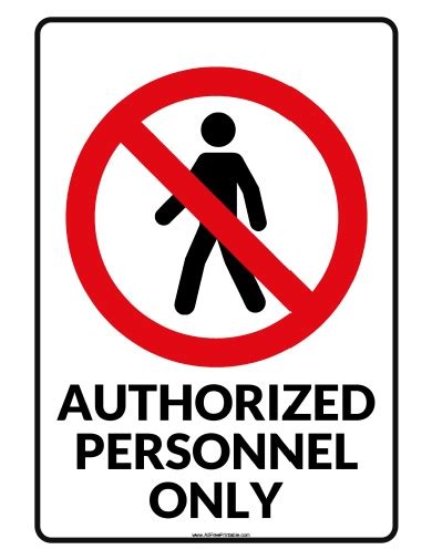 Free Printable Authorized Personnel Only Sign Printable
