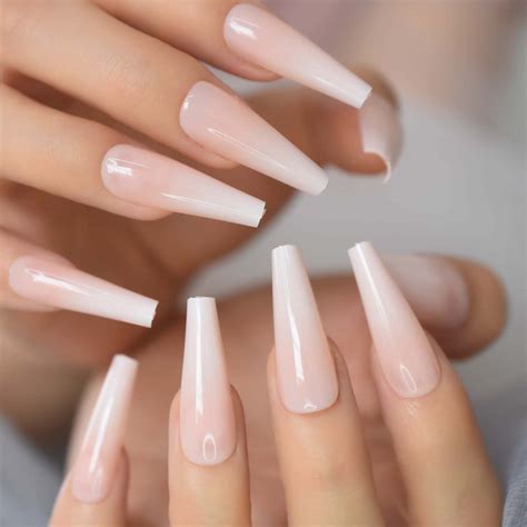 Ombre Nails Press On Coffin False Nail Sets Gradient Faux Ongles French