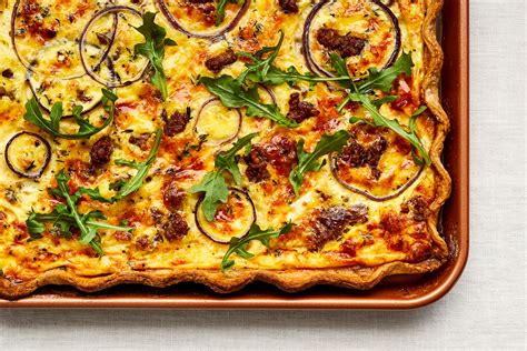Sausage And Red Onion Sheet Pan Quiche Recipe Brunch Recipes Wine