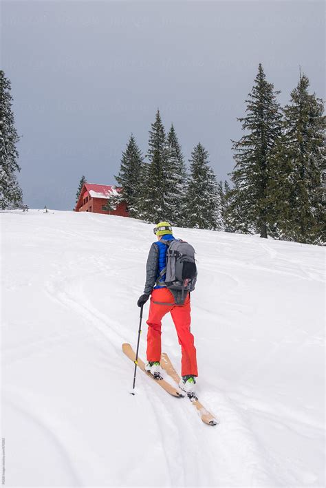 skier going uphill on his skis cross country skiing stock image everypixel