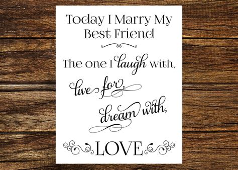 INSTANT DOWNLOAD Printable Today I Marry My Best