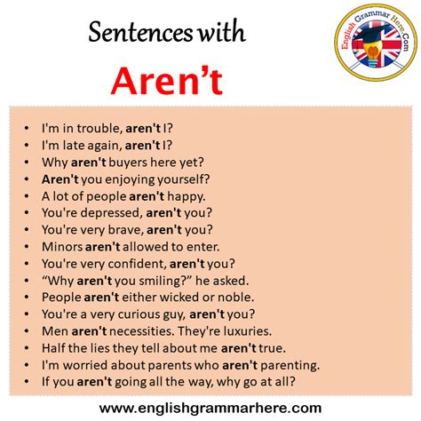 Sentences With Arent Arent In A Sentence In English Sentences For