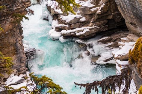 Athabasca Falls In Winter Canada Stock Image Image Of Alberta