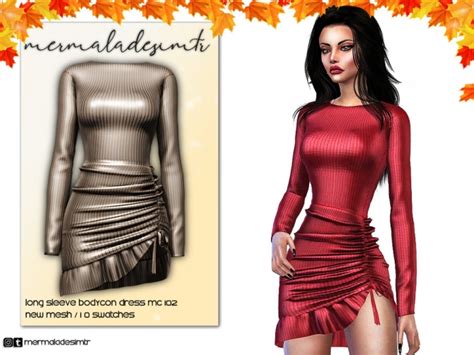 Long Sleeve Bodycon Dress Mc102 By Mermaladesimtr At Tsr Sims 4 Updates
