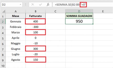 Funzione SOMMA SE Su Excel Foglio Excel