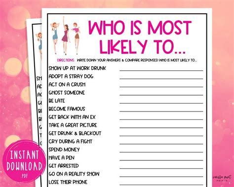 Who Is Most Likely To Game Ladies Night Party Games Fun Girls Night Out