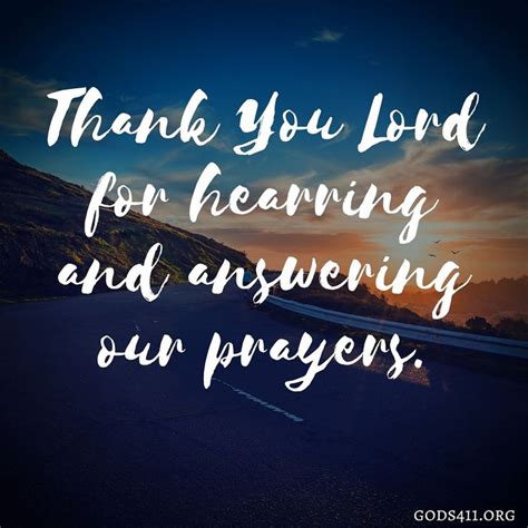 Thank You Lord For Hearing And Answering Our Prayers Prayer Thank