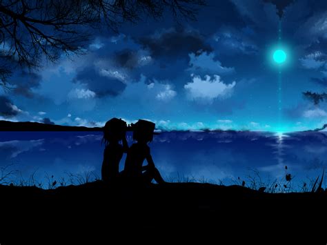 14 Romantic Night Sky Anime Couple Silhouette Anime Wallpaper