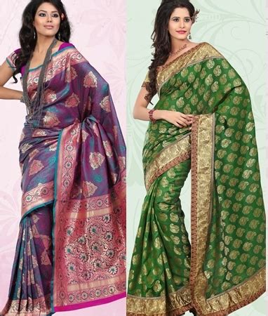 Wide range of designs & colors. Fibre till Fashion: Silk saree: Banarasi